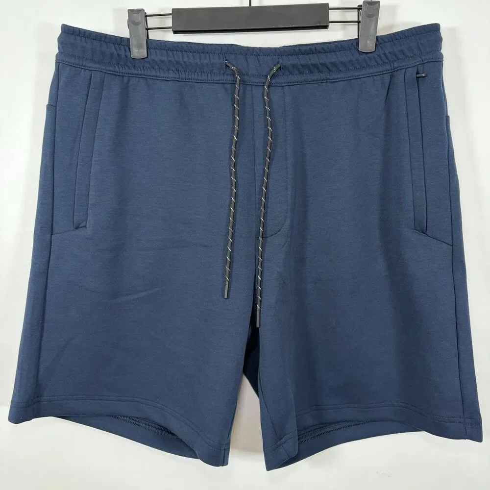 American Eagle AE Athletic Sweat Shorts Mens Large Navy Blue 36x8 Zipper Pockets